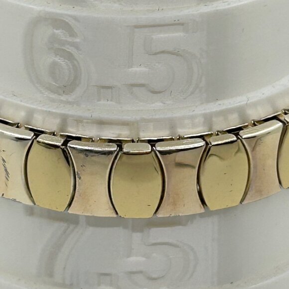 Vintage Two-Tone Gold & Silver Finish Expansion Stretch Link Bracelet - Picture 12 of 15